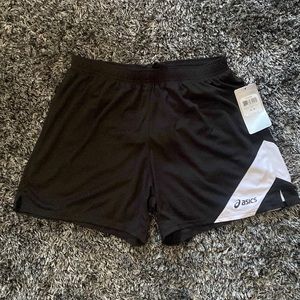 Womens ASICS black and white shorts